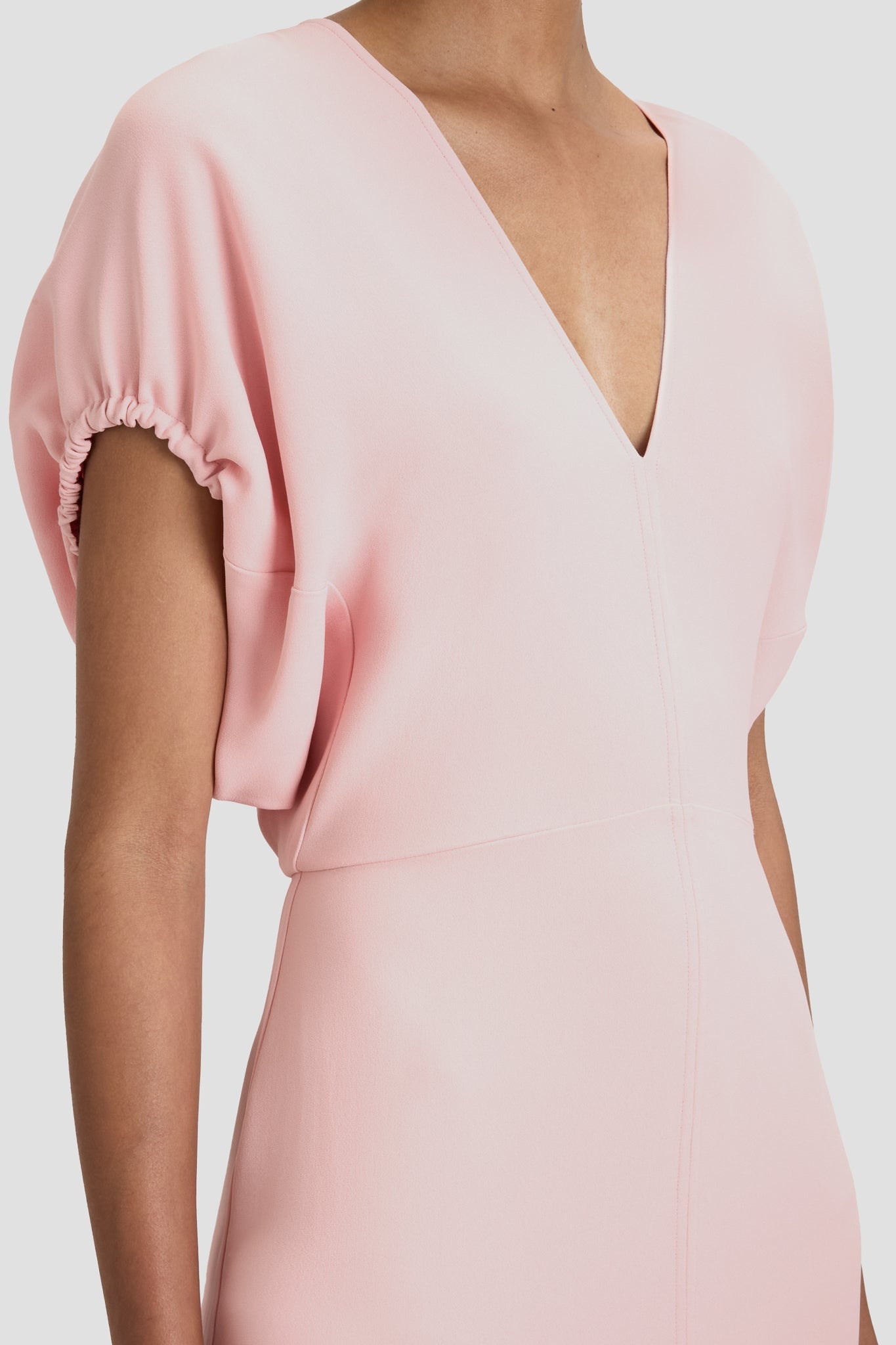 Blouson Detail Midi Dress In Antique Pink - 3