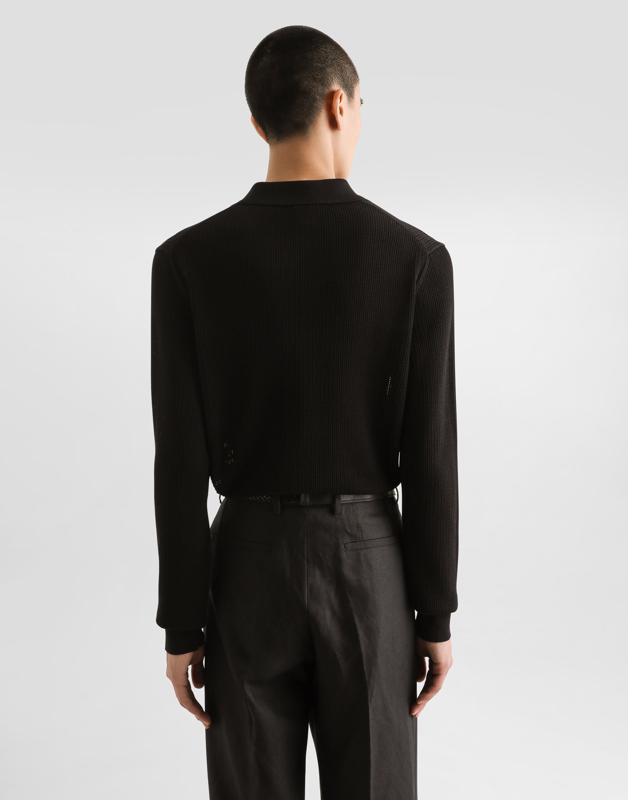 Long-sleeved shirt in a cotton openwork knit - 5