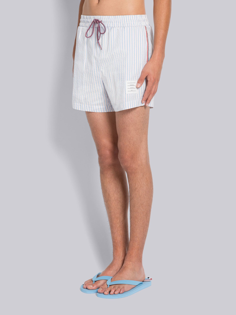 Thom Browne SEERSUCKER STRIPE DRAWSTRING SWIM SHORT outlook