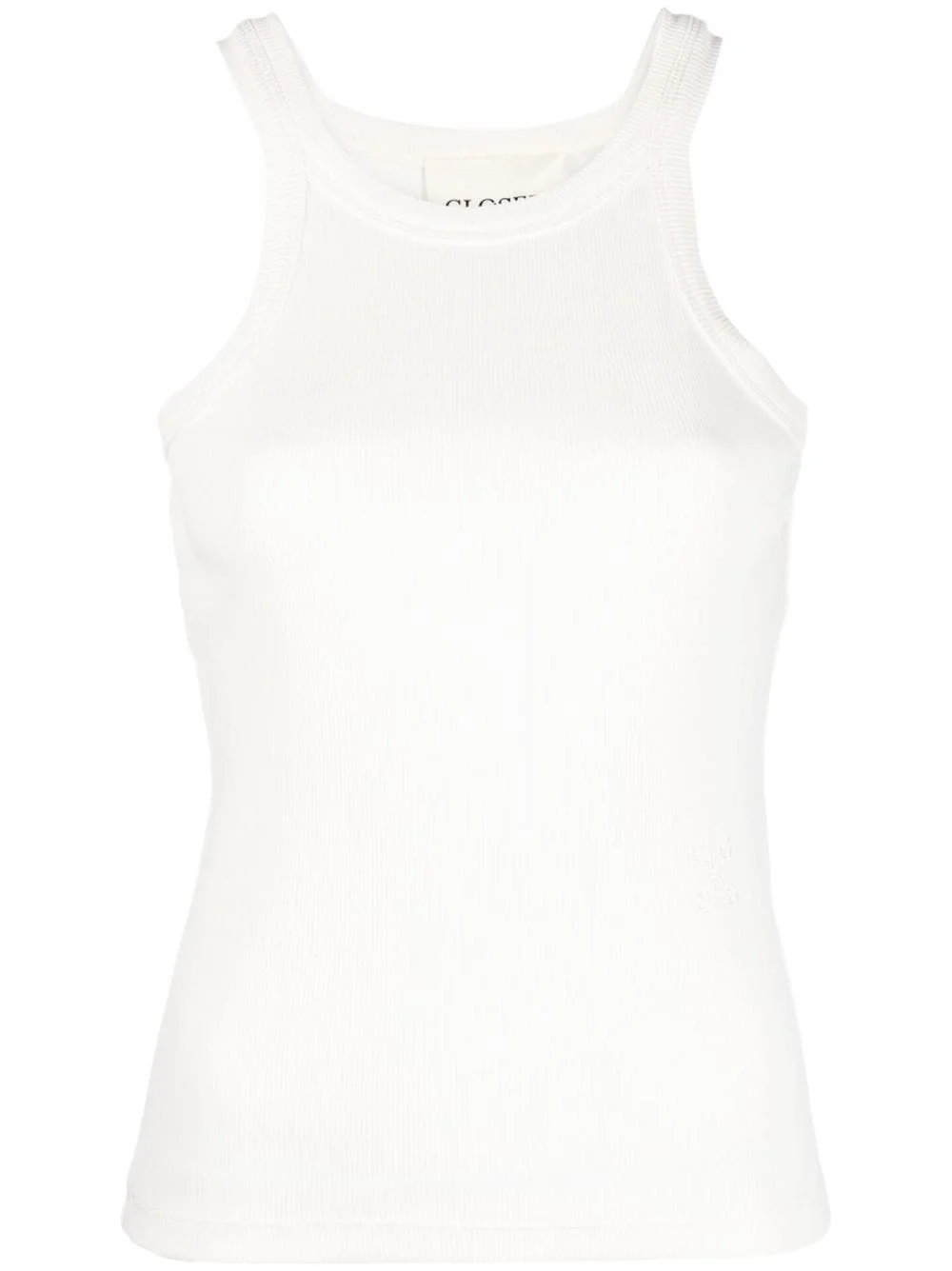 rib-knit racer tank top - 1