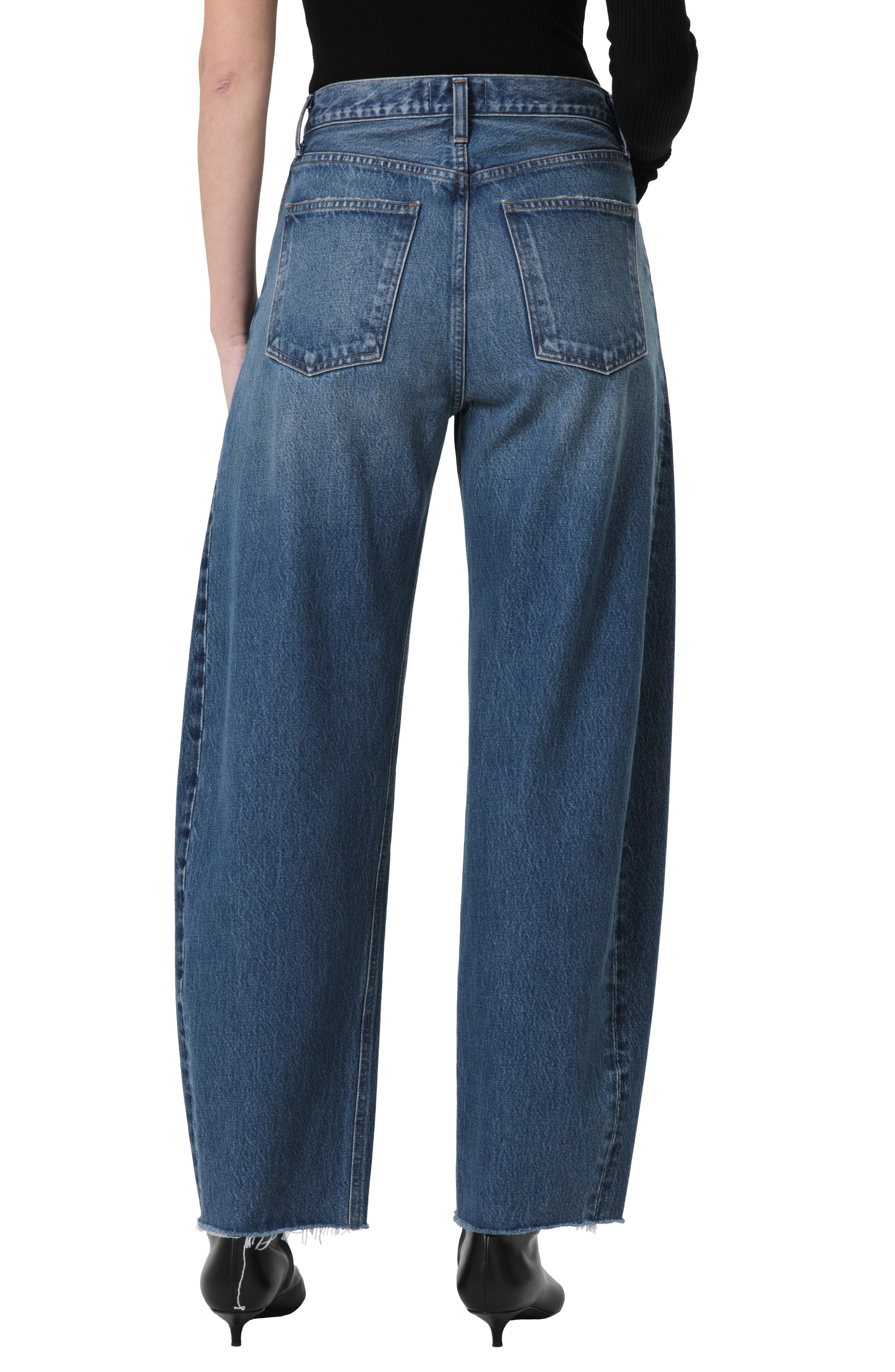 AGOLDE Luna Piece High Waist Raw Hem Barrel Jeans in Split at Nordstrom - 2