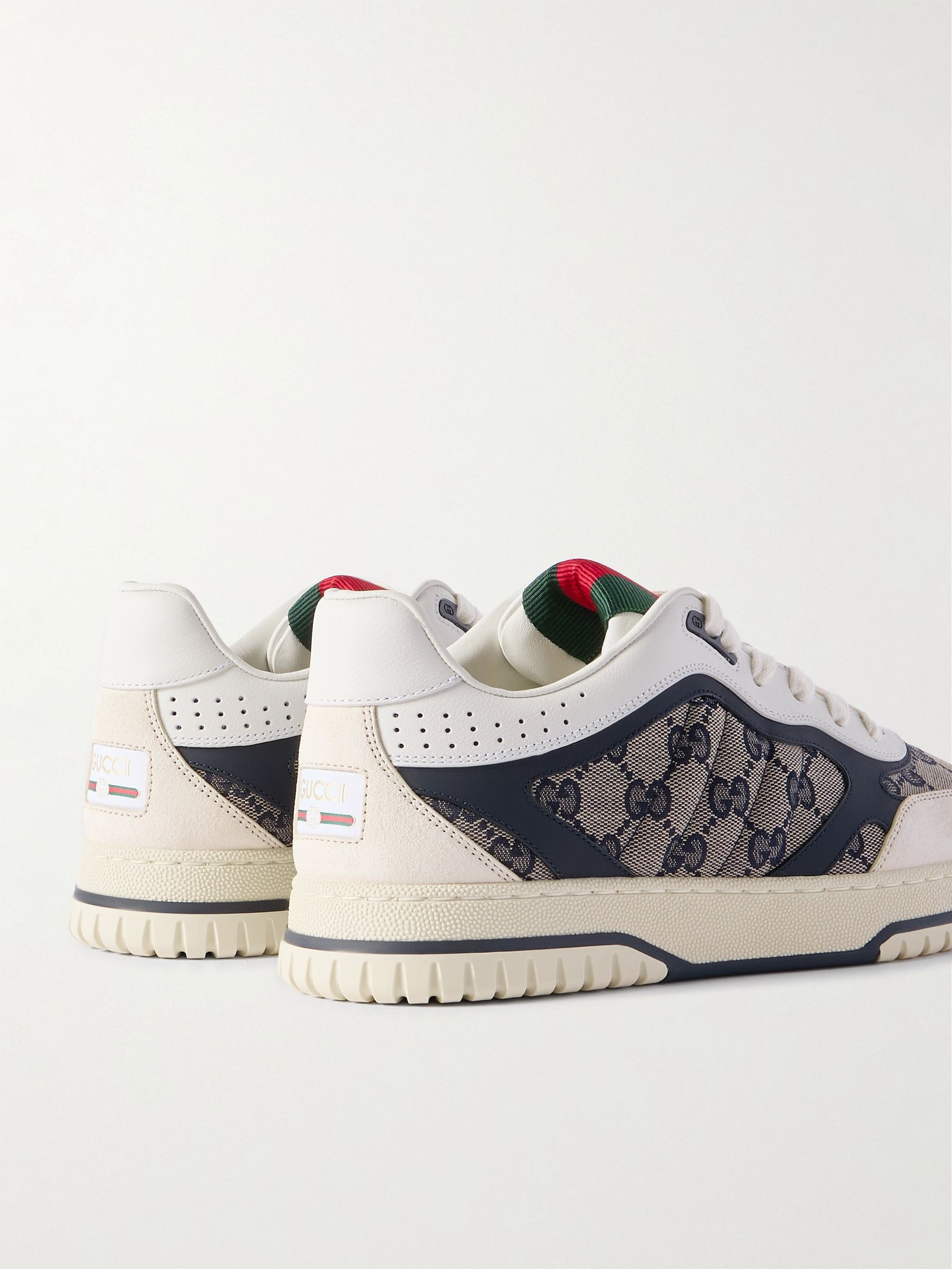 Re-Web Suede and Webbing-Trimmed Canvas and Leather Sneakers Ivory - 5
