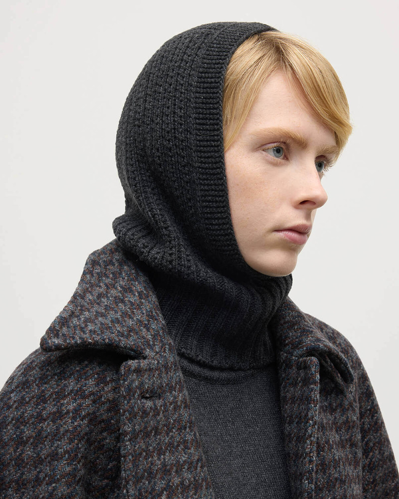 Johnstons of Elgin Waffle Stitch Grey Cashmere Hood outlook