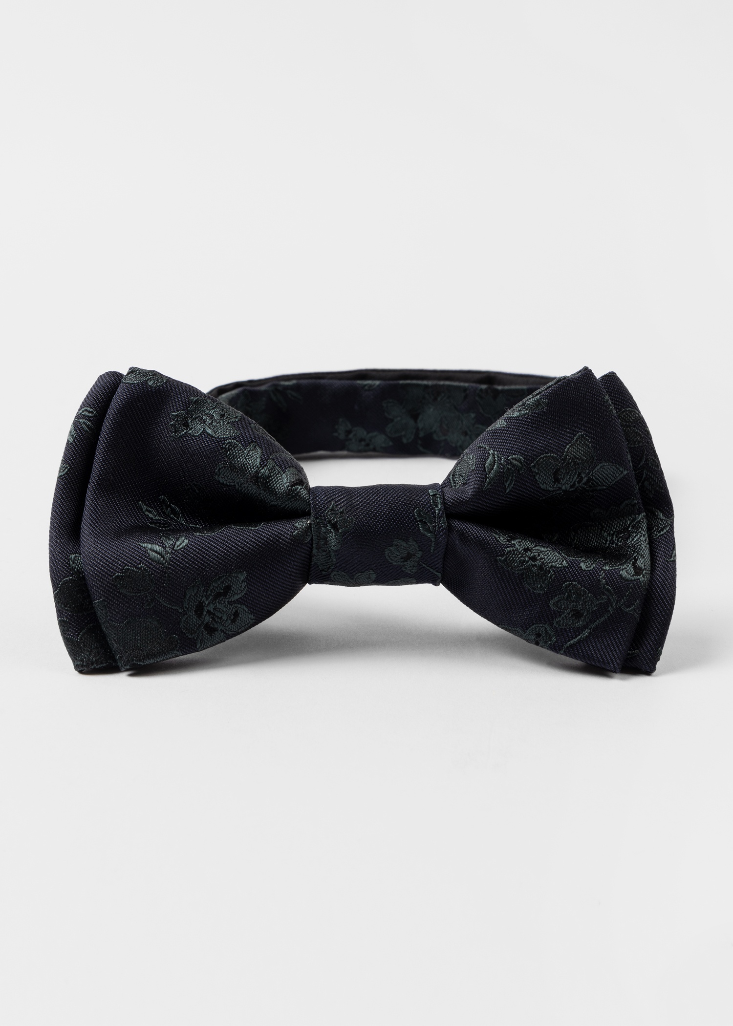 Black Silk Floral Bow Tie - 3
