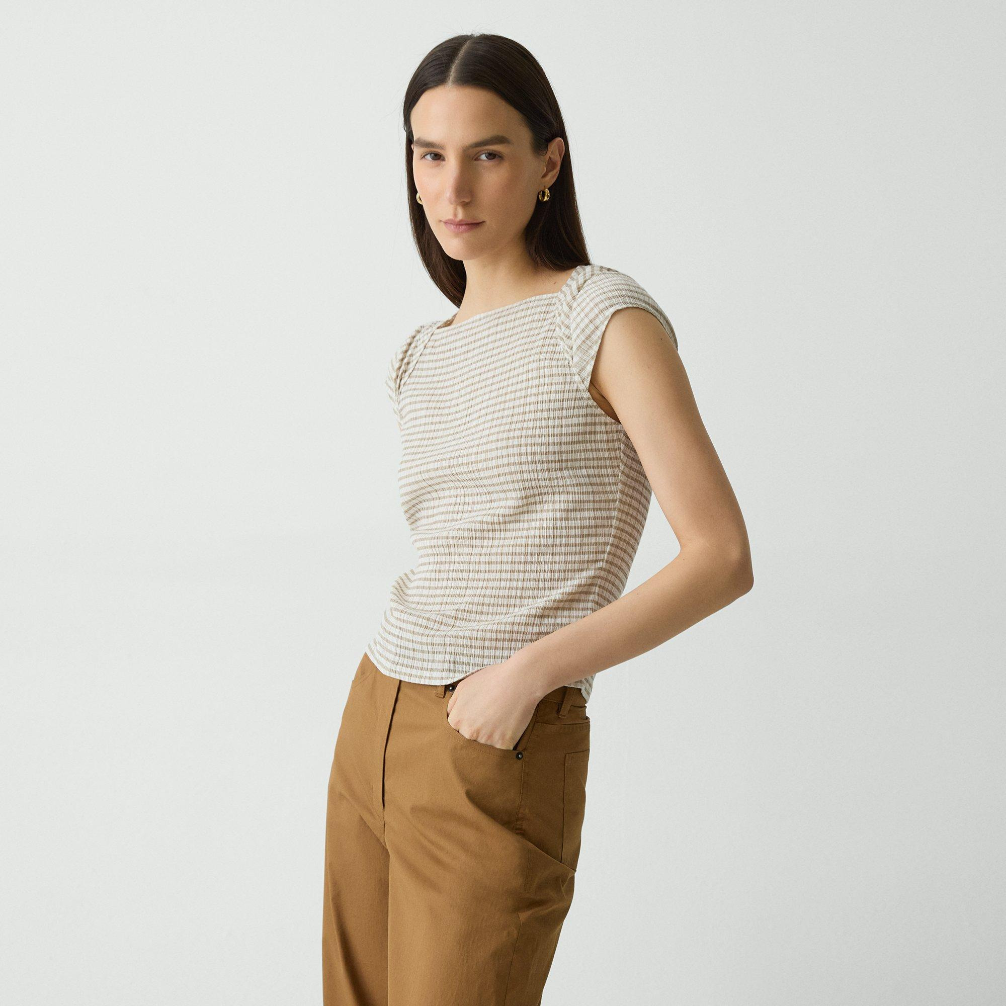 Cap Sleeve Top in Crinkle Check - 3