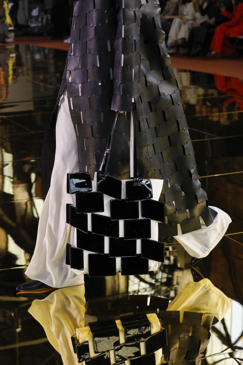 GABRIELA HEARST Laquered Patchwork Tote Bag in Black Lacquered Leather outlook