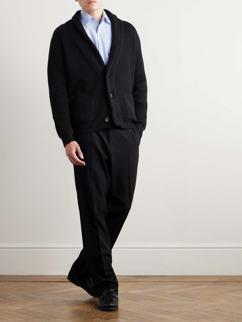 THOM SWEENEY Shawl-Collar Ribbed Merino Wool Cardigan outlook