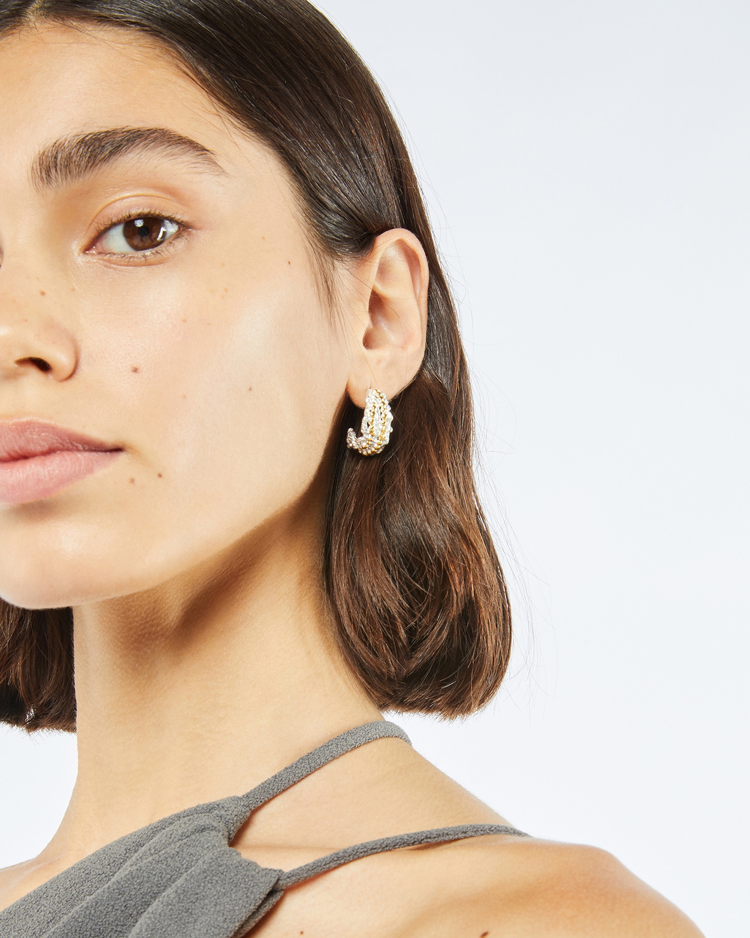 LEDA - Gold plated recycled silver earrings - 4