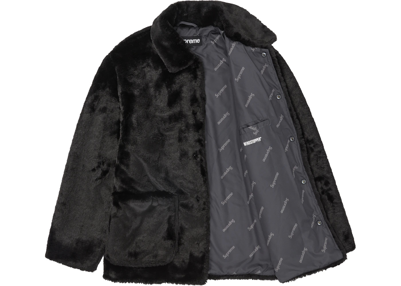 Supreme 2-Tone Faux Fur Shop Coat Black - 2
