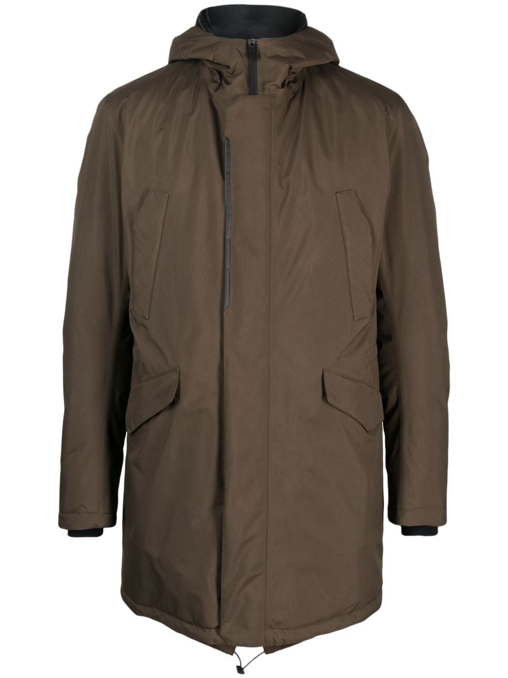 hooded concealed-zip fastening jacket - 1