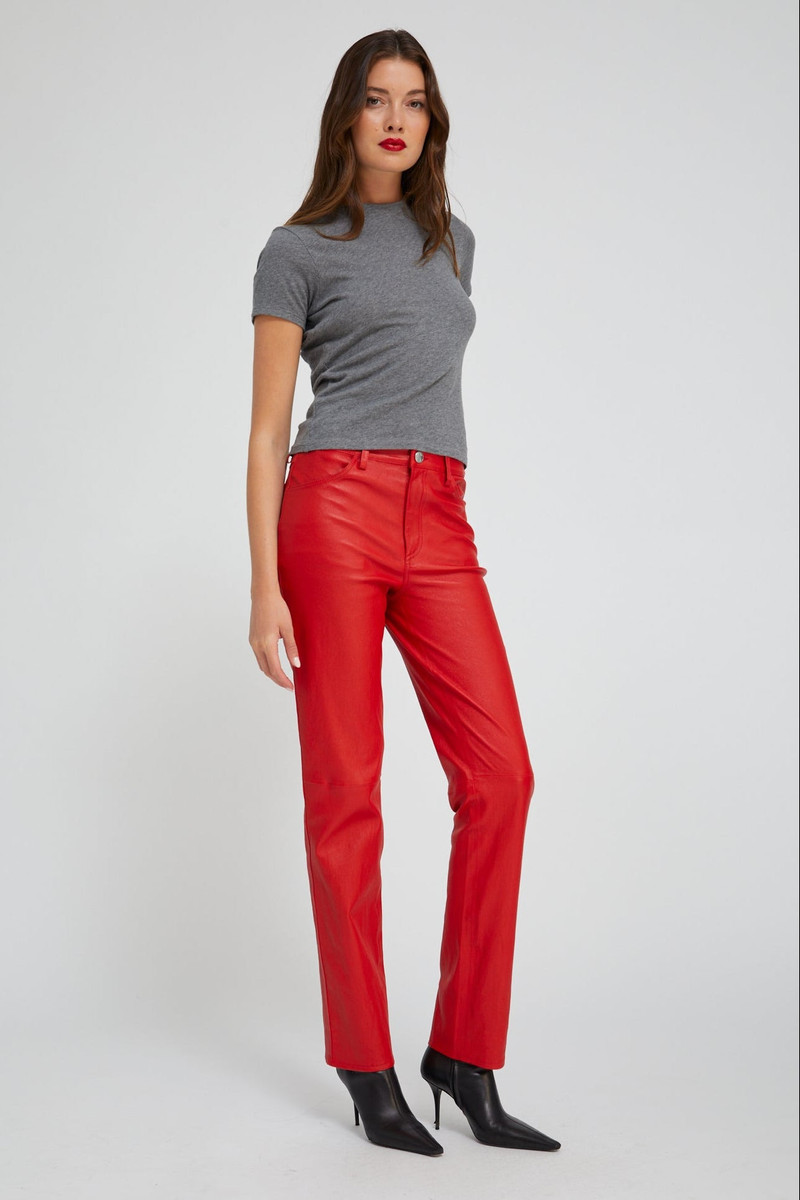 SPRWMN RED LEATHER 5 POCKET SLIM STRAIGHT outlook