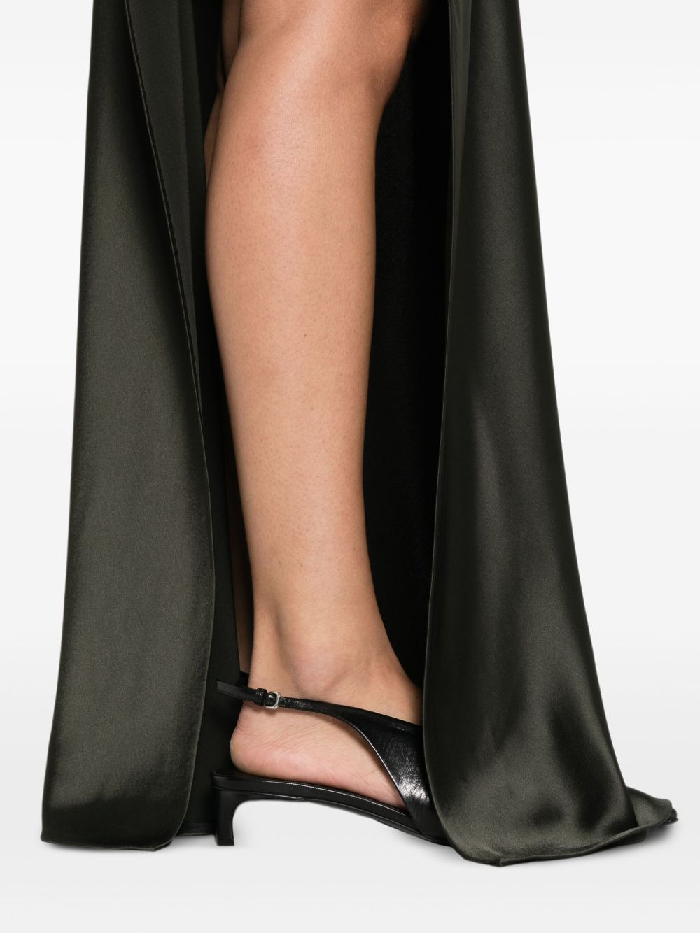 satin-paneled asymetrical maxi dress - 5