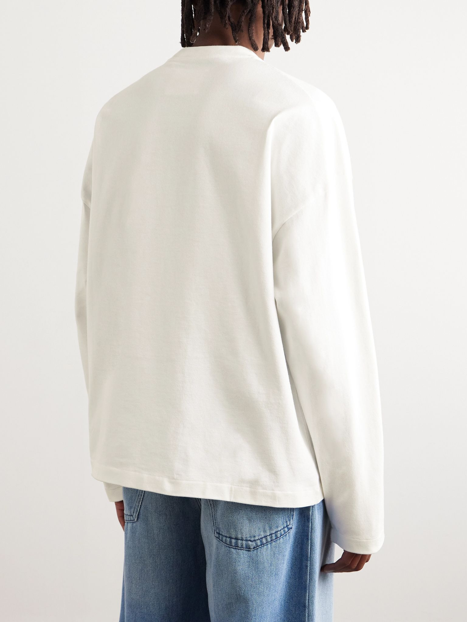 Logo-Print Cotton-Jersey T-Shirt Off-white - 3
