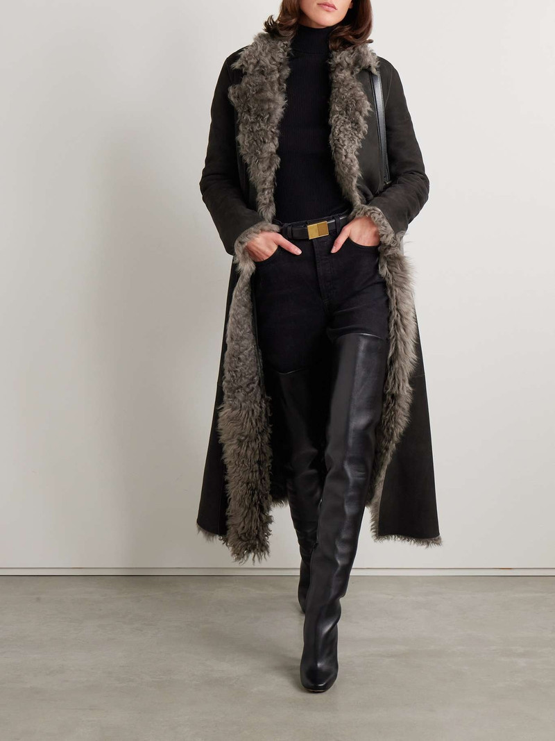NOUR HAMMOUR Joni reversible shearling coat Dark brown outlook