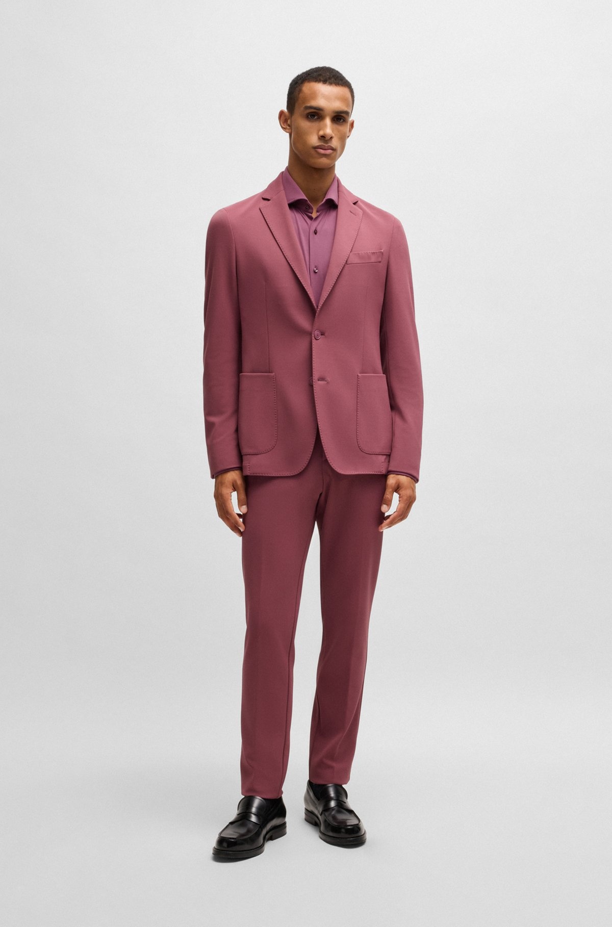 SLIM-FIT SHIRT IN STRUCTURED PERFORMANCE-STRETCH JERSEY - 4