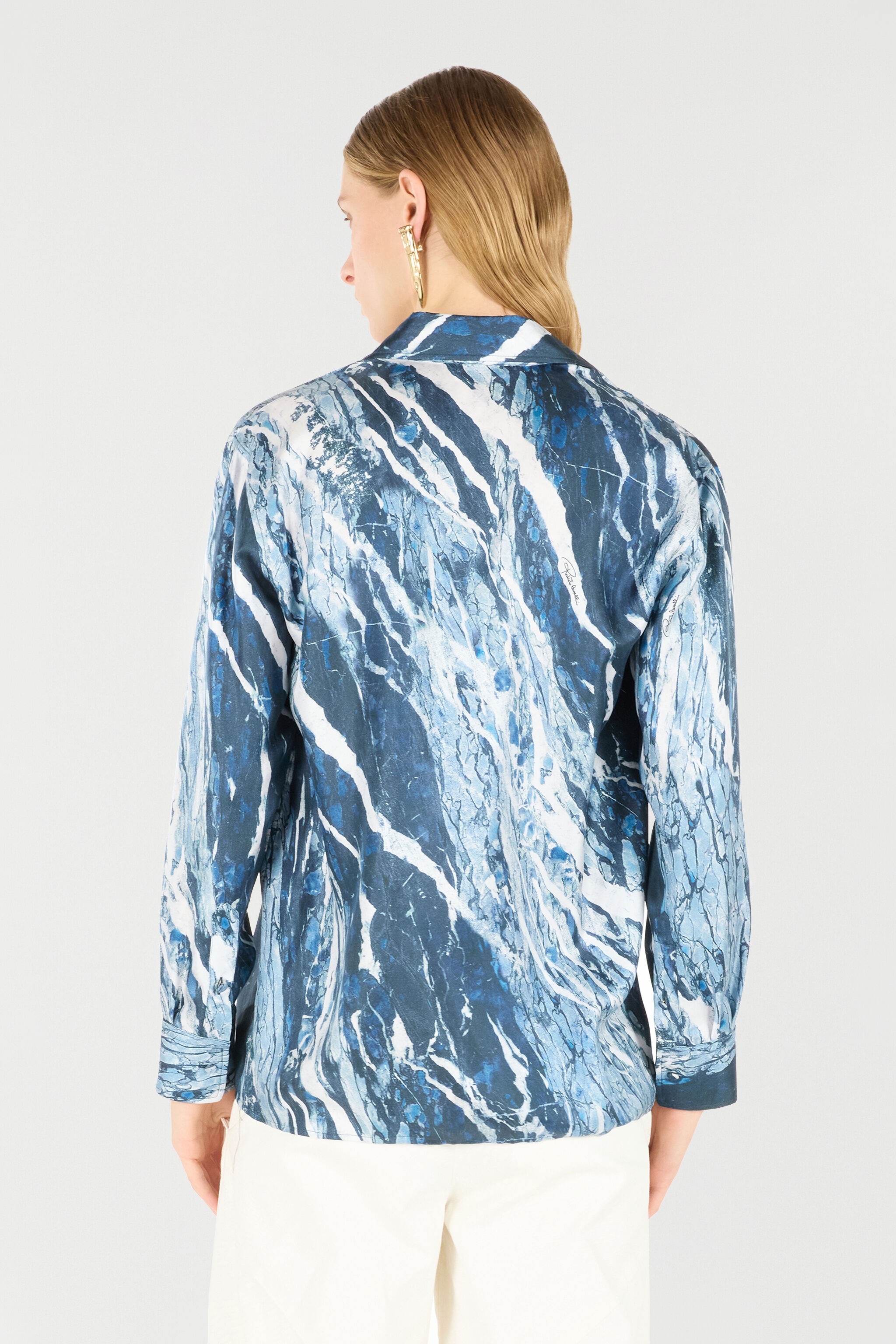 Marble-Print Shirt - 4