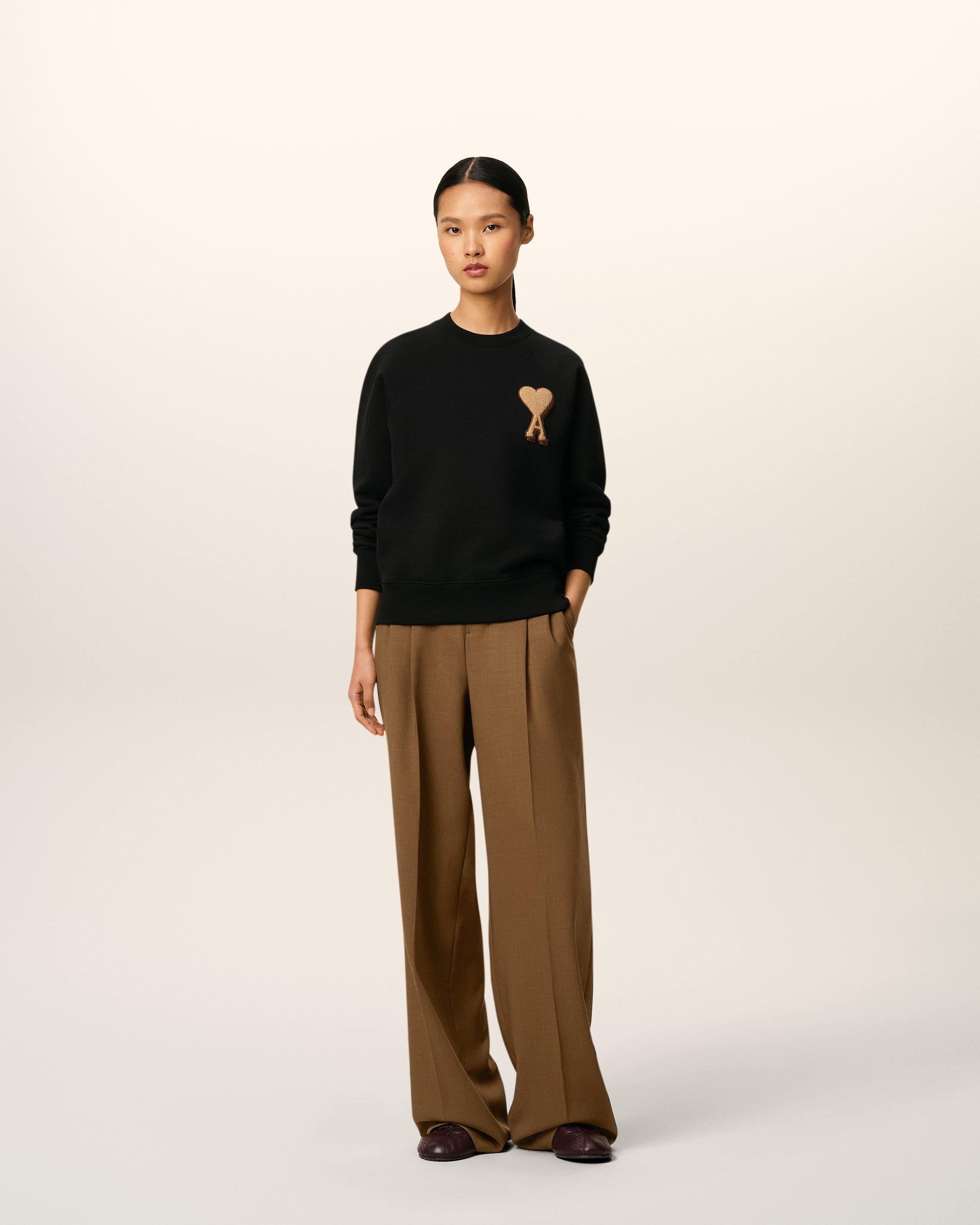 BLACK COTTON AMI DE COEUR SWEATSHIRT - 2