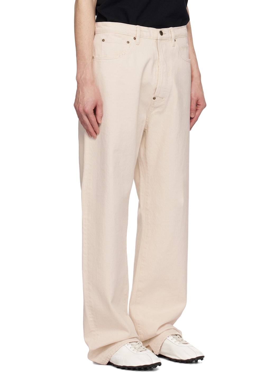 Beige Buckle Jeans - 2