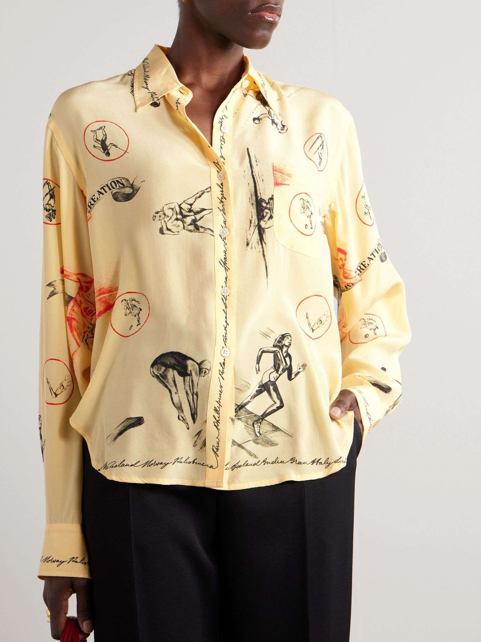 Games printed silk-voile shirt Yellow - 3