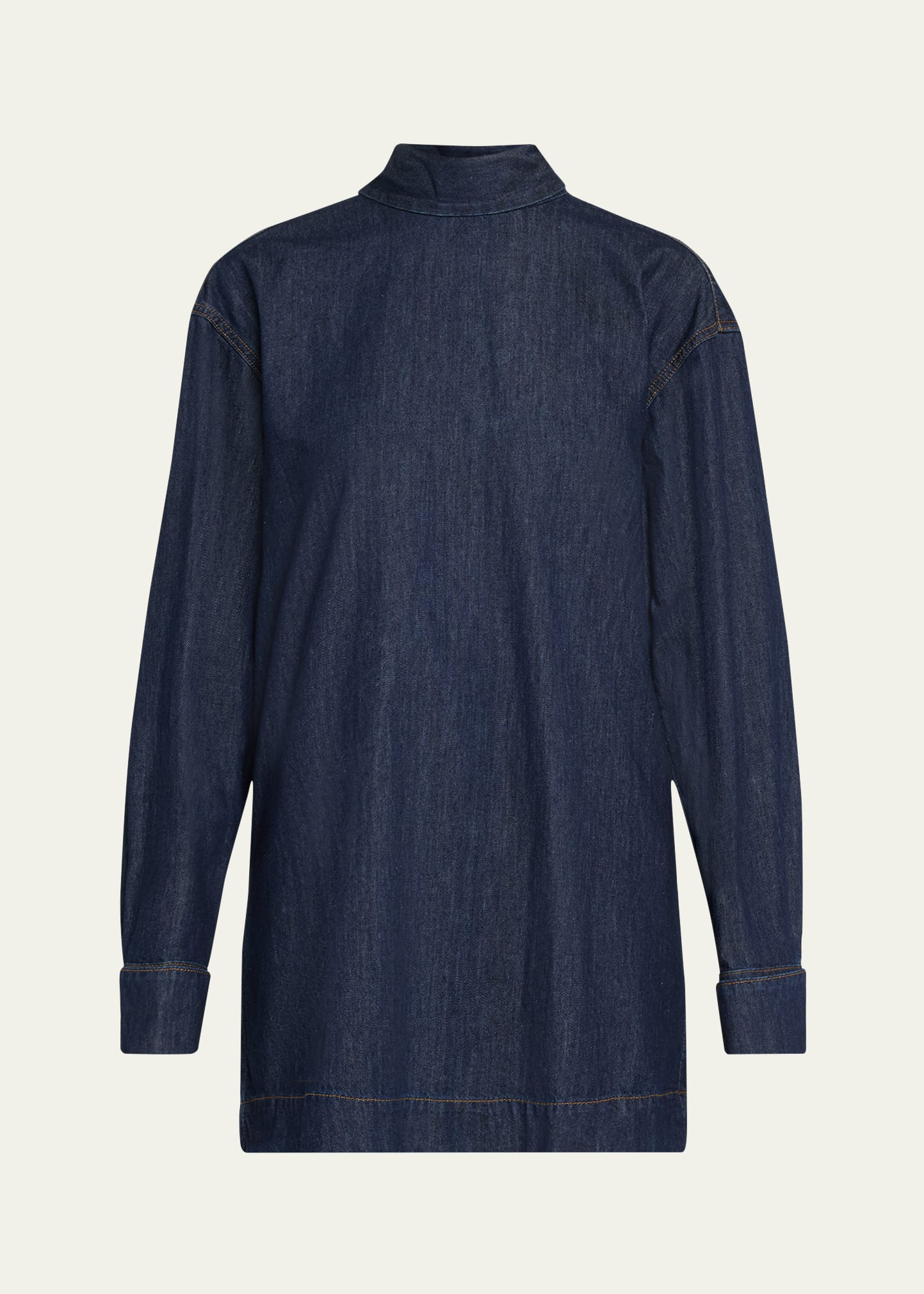 Chaddy Denim Tie-Neck Blouse - 1