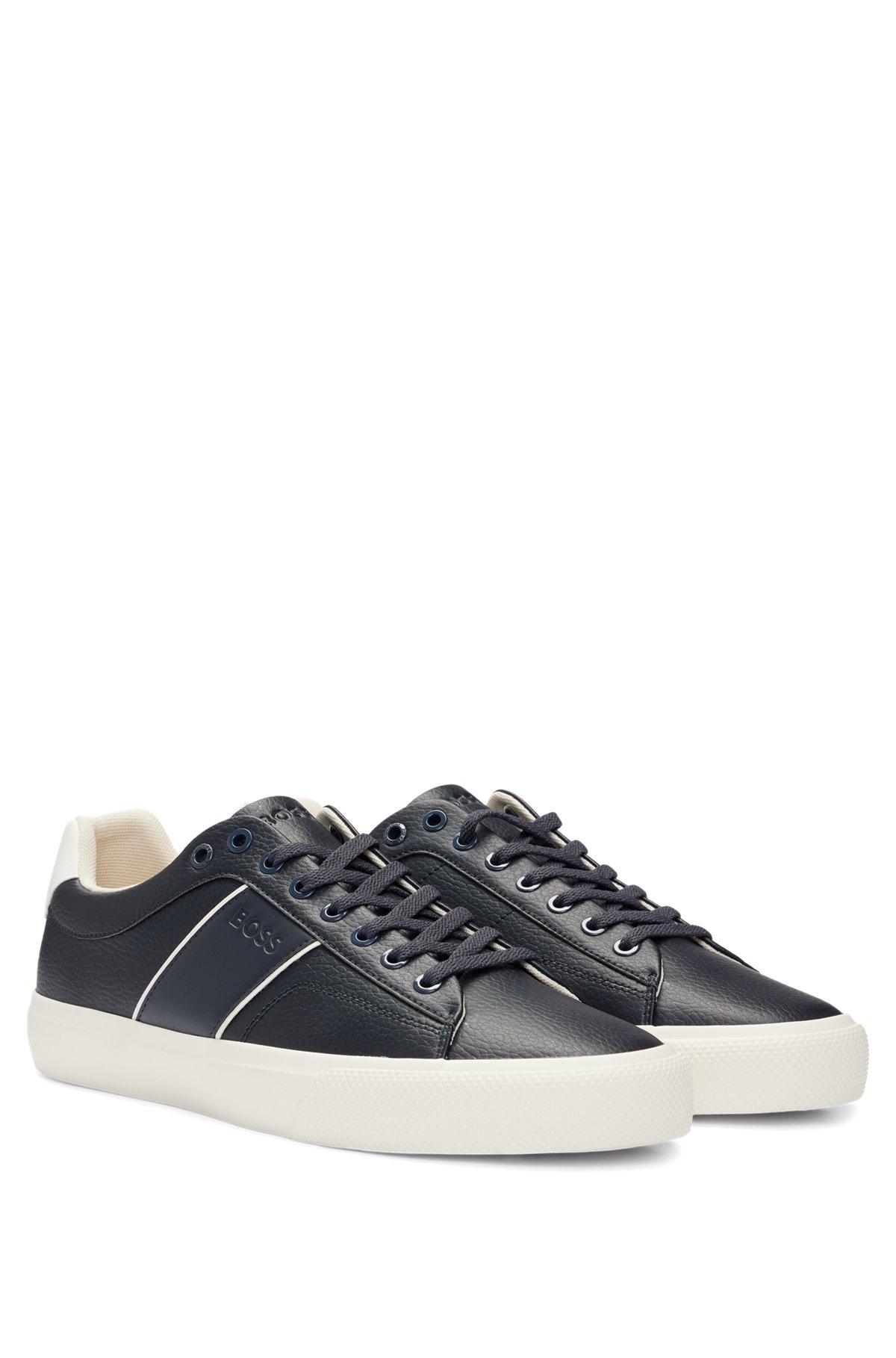FAUX-LEATHER TRAINERS WITH PLAIN AND GRAINED TEXTURES - 2