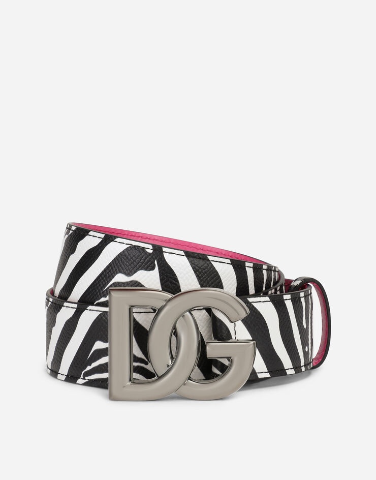 Flamingo-print calfskin belt - 1