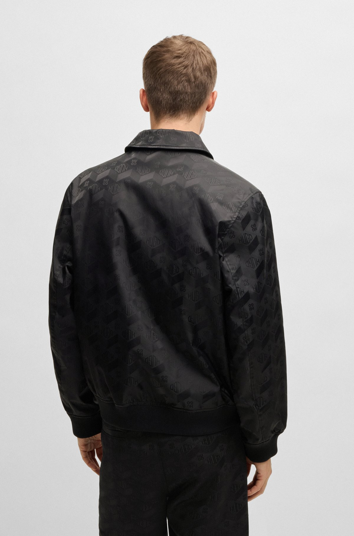 RELAXED-FIT BOMBER JACKET WITH GEOMETRIC-LOGO JACQUARD - 4