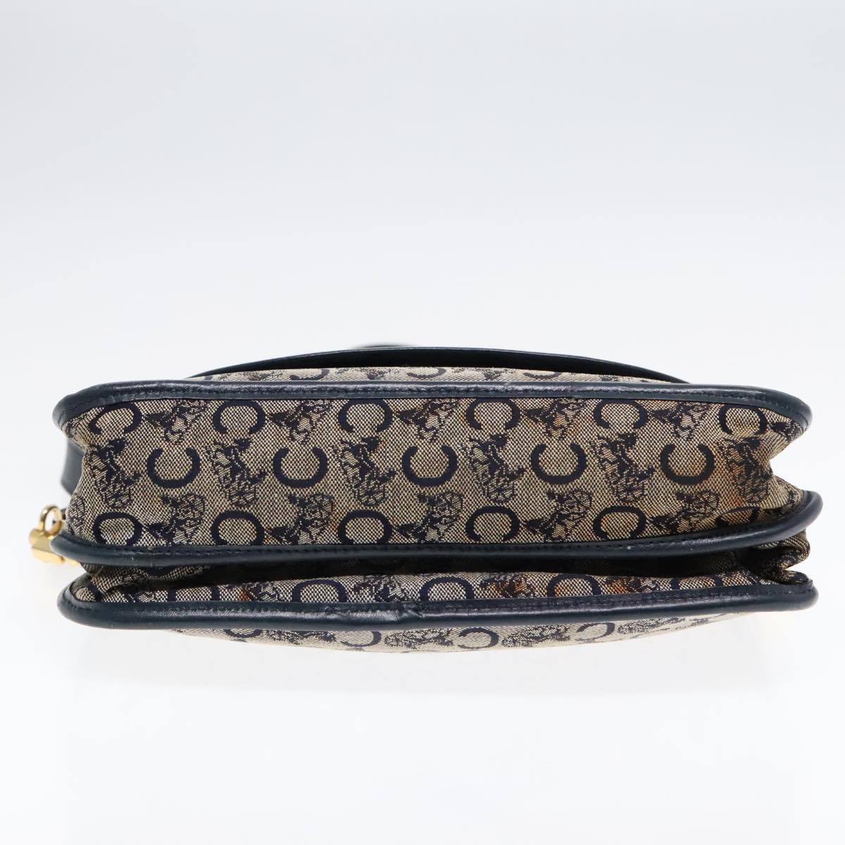 CELINE C Sulky Shoulder Bag Canvas Navy Gold - 5