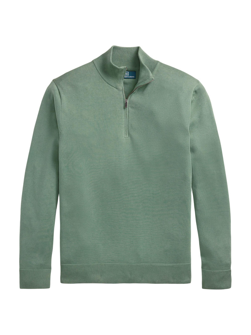 Men's Cotton Quarter-Zip Sweater - Faded Mint 1