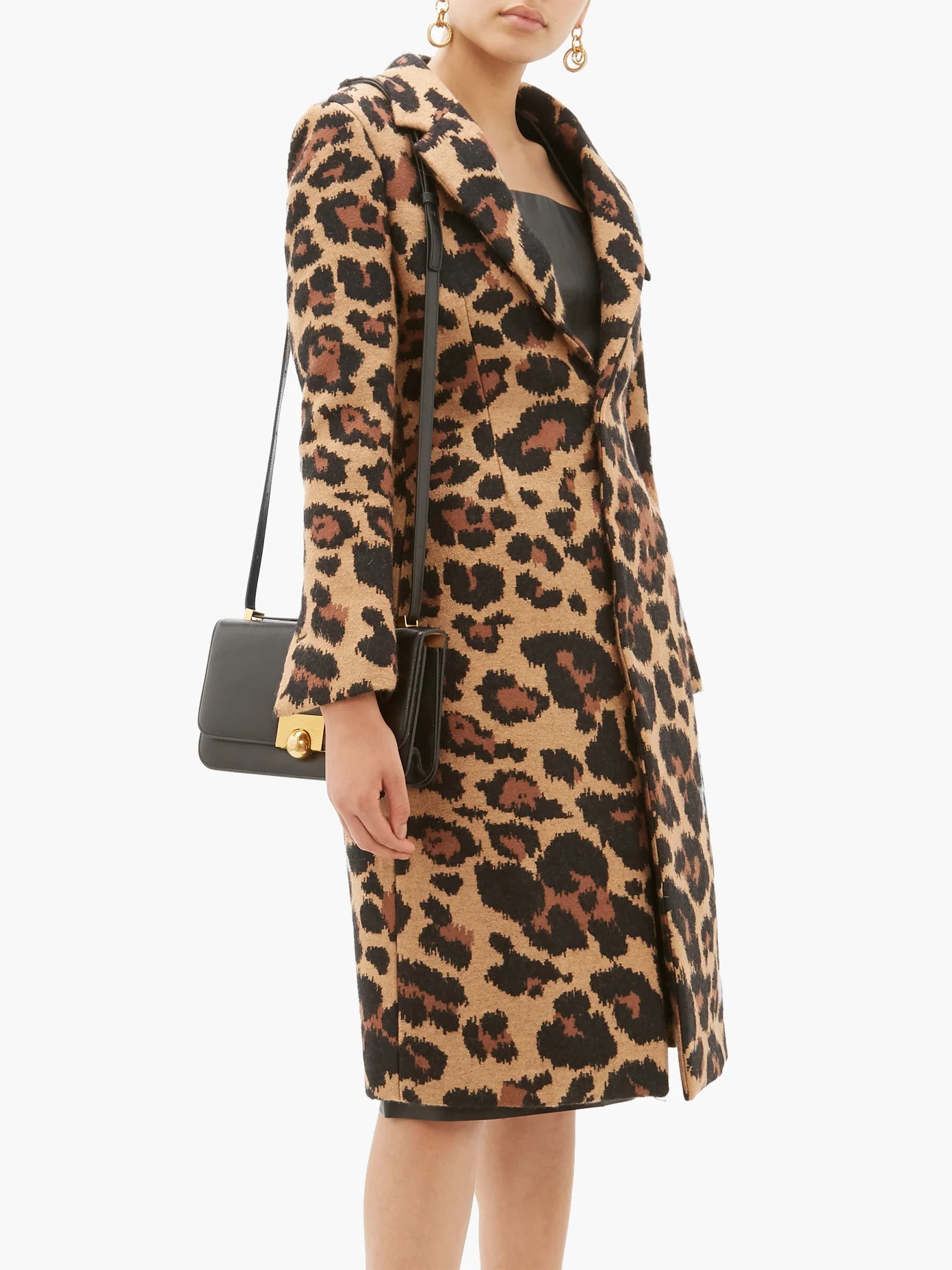 Leopard-jacquard single-breasted coat - 7