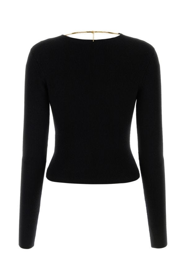 Black stretch wool blend sweater - 2