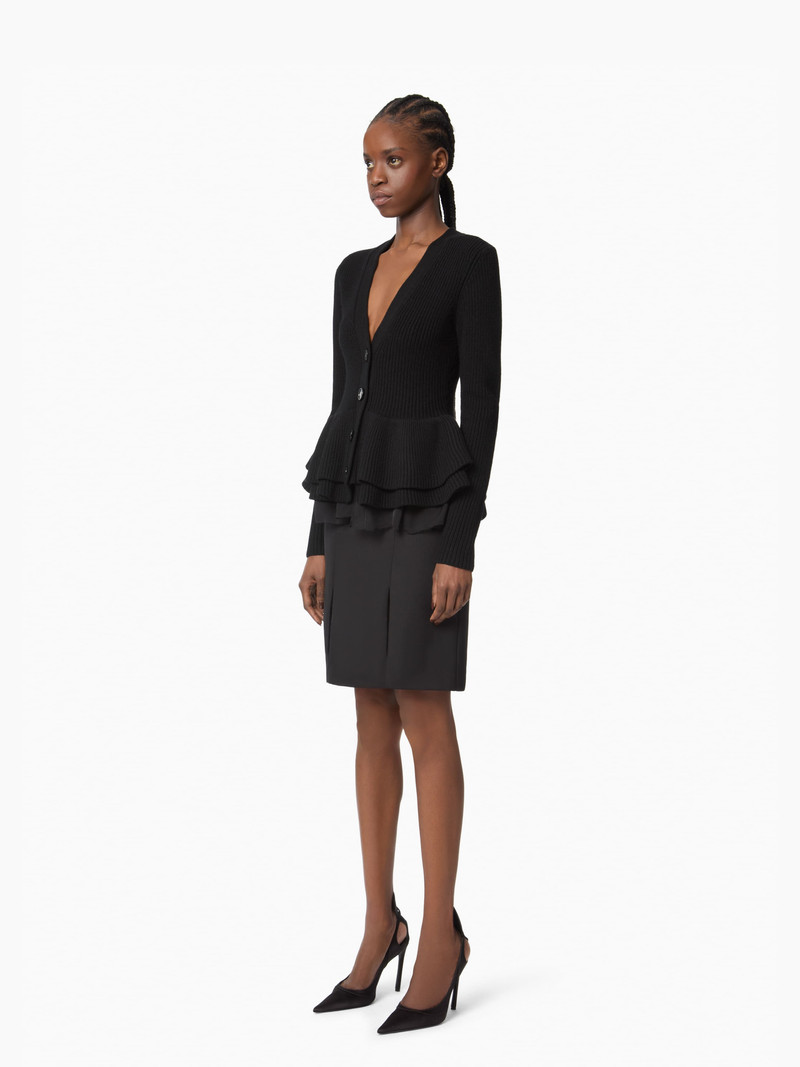 NINA RICCI Wool Cardigan With Ruffled Peplum outlook