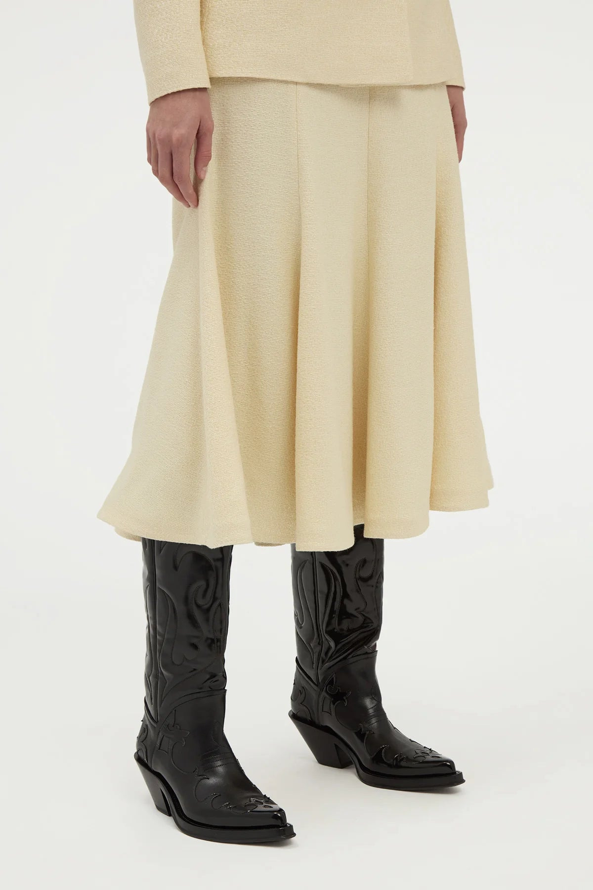Selma Maxi Skirt in Ivory Silk Tweed - 6