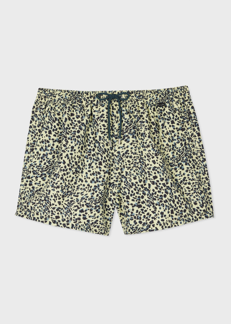 Yellow Leopard Print Swim Shorts 1