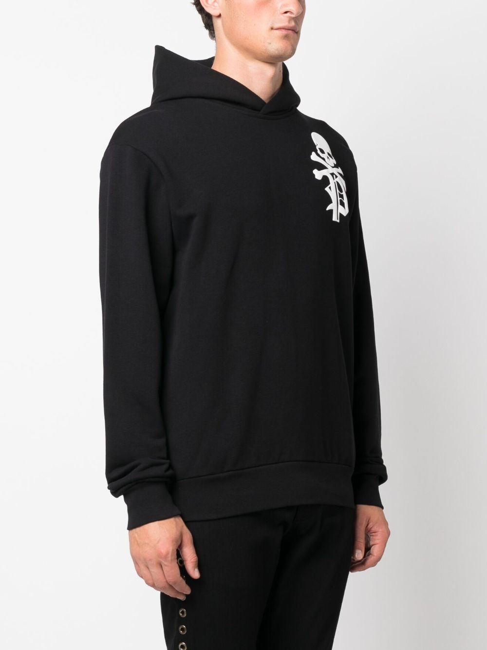 Gothic Plein logo-flocked cotton hoodie - 3