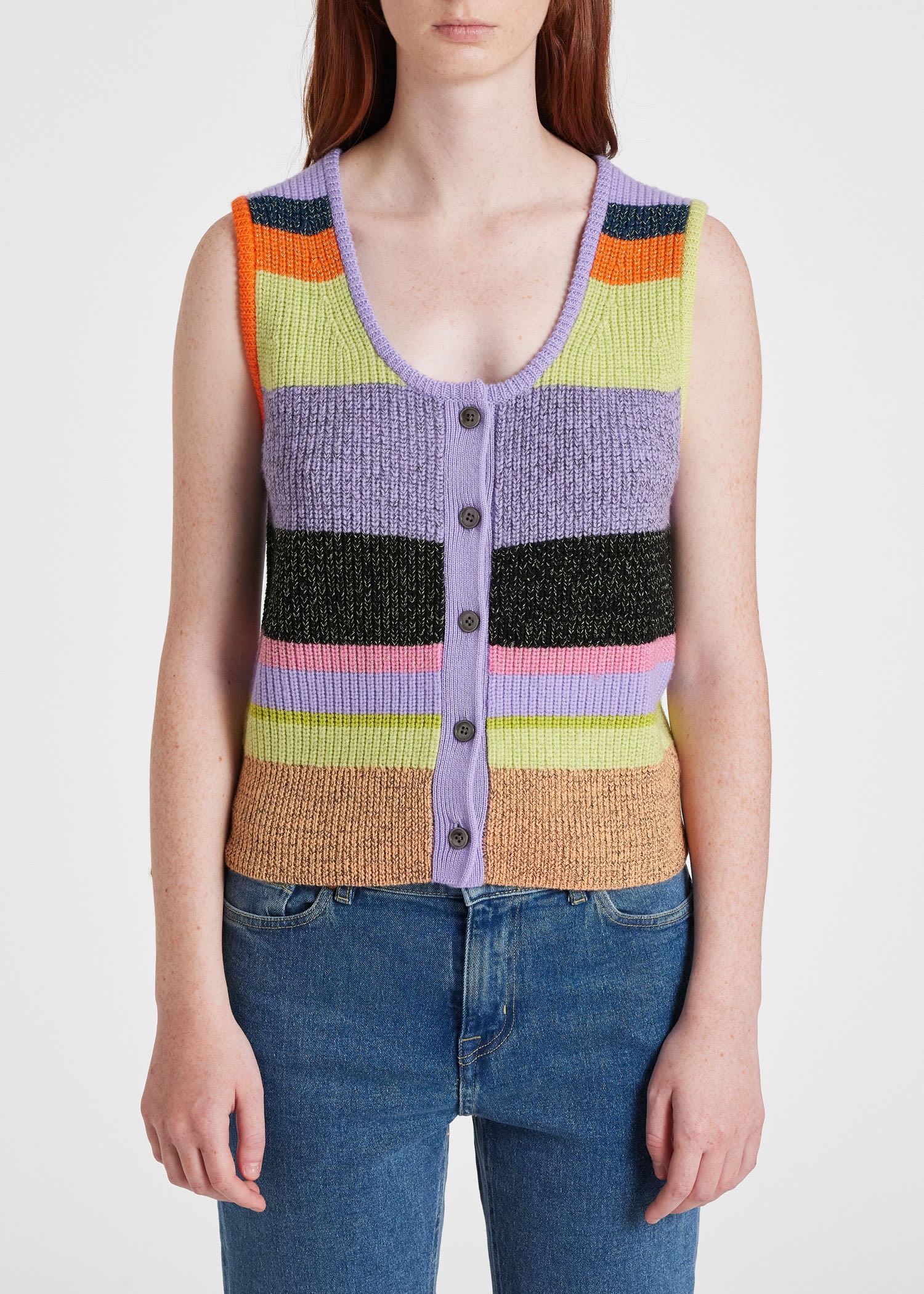 Stripe Button Down Vest - 3