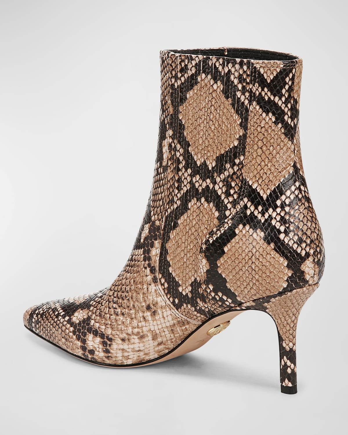 Lisa Snake-Embossed Stiletto Booties - 3