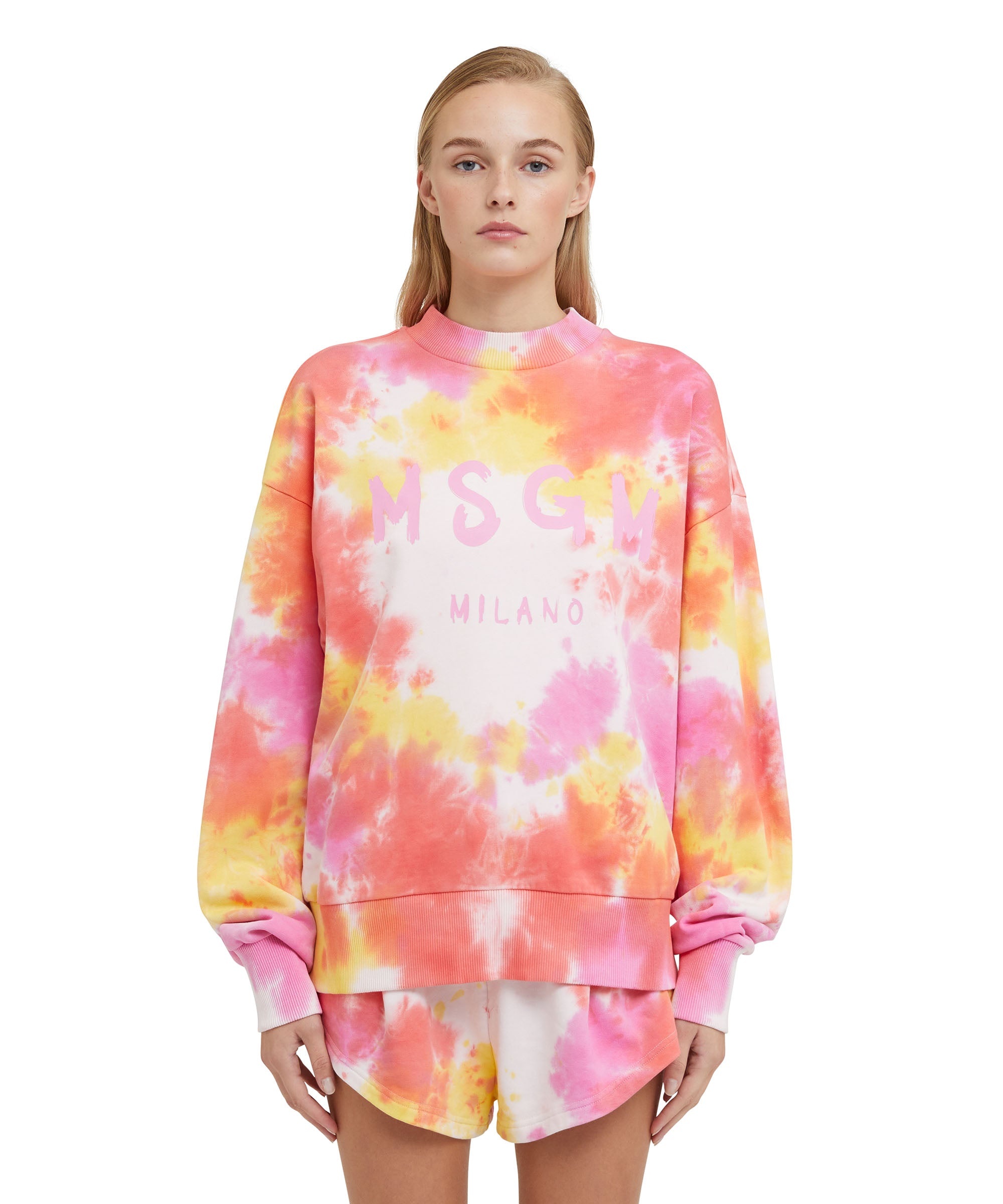 Tie-dye crewneck sweatshirt with brushstroke logo - 2