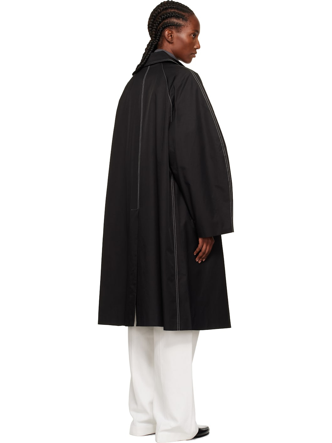 Black Relaxed Trench Coat - 3