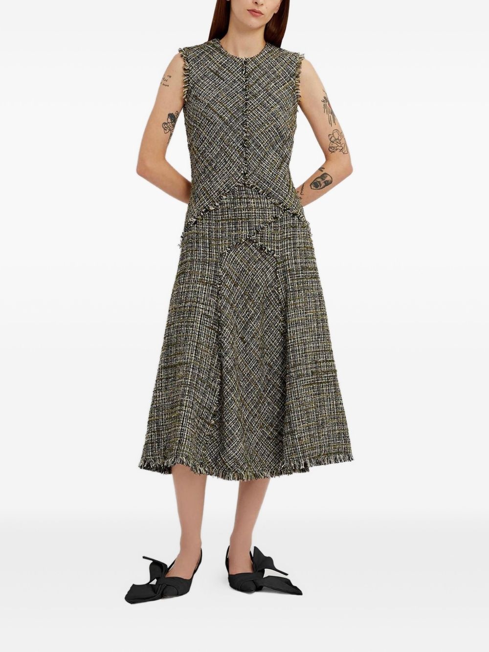 tweed sleeveless midi dress - 4