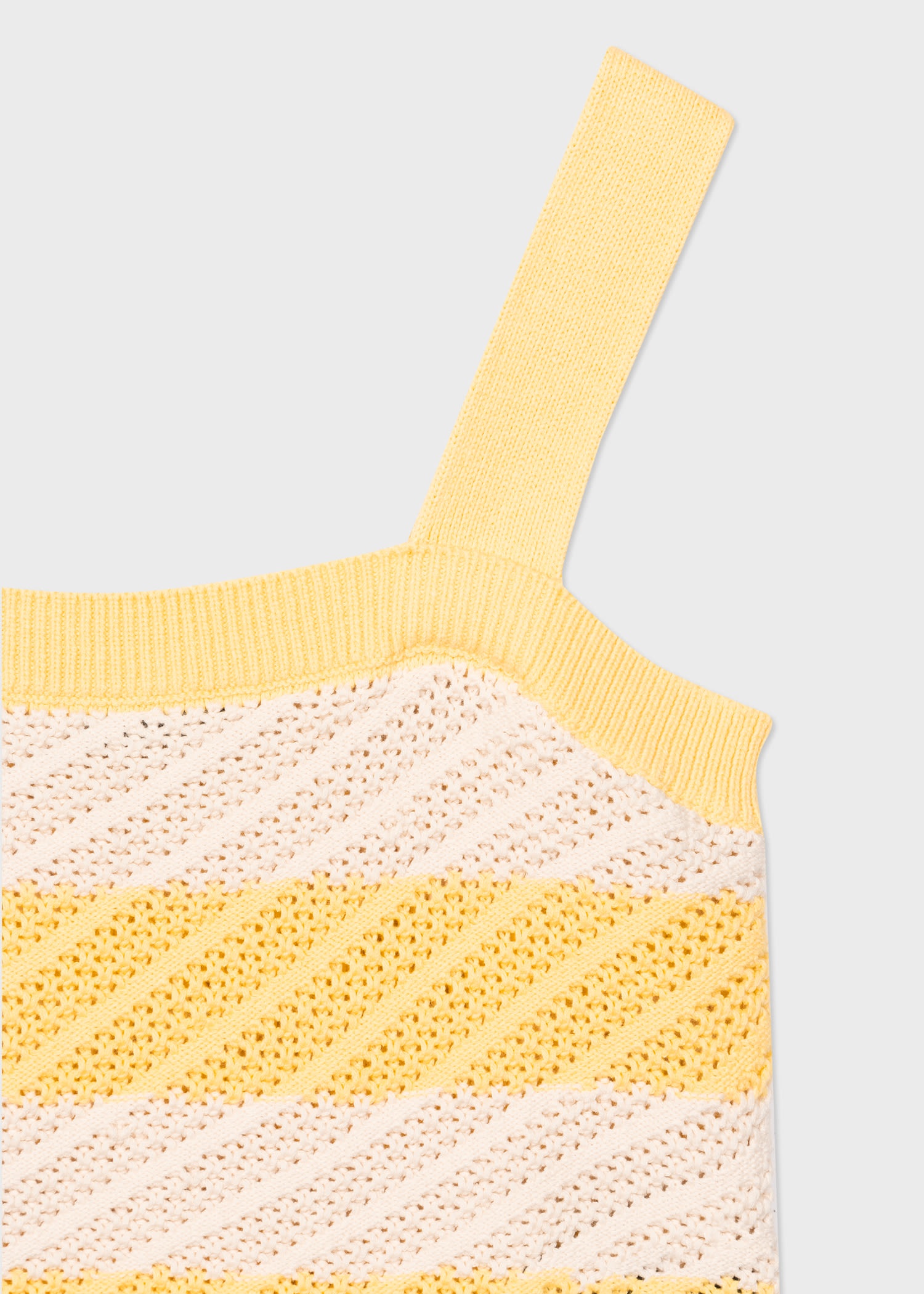 Ecru and Lemon Stripe Crochet Vest Top - 2