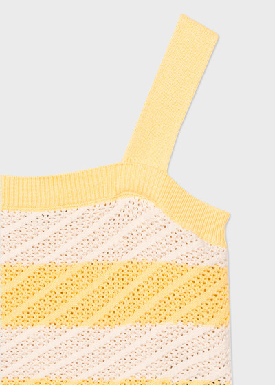 Paul Smith Ecru and Lemon Stripe Crochet Vest Top outlook