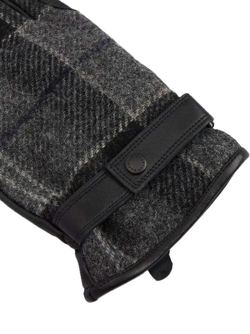 Barbour leather-panelled tweed gloves outlook