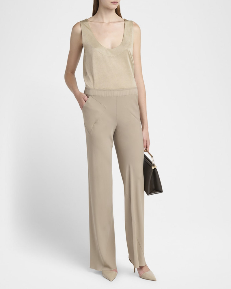 GIORGIO ARMANI Triple Silk Georgette Flat Front Trousers outlook