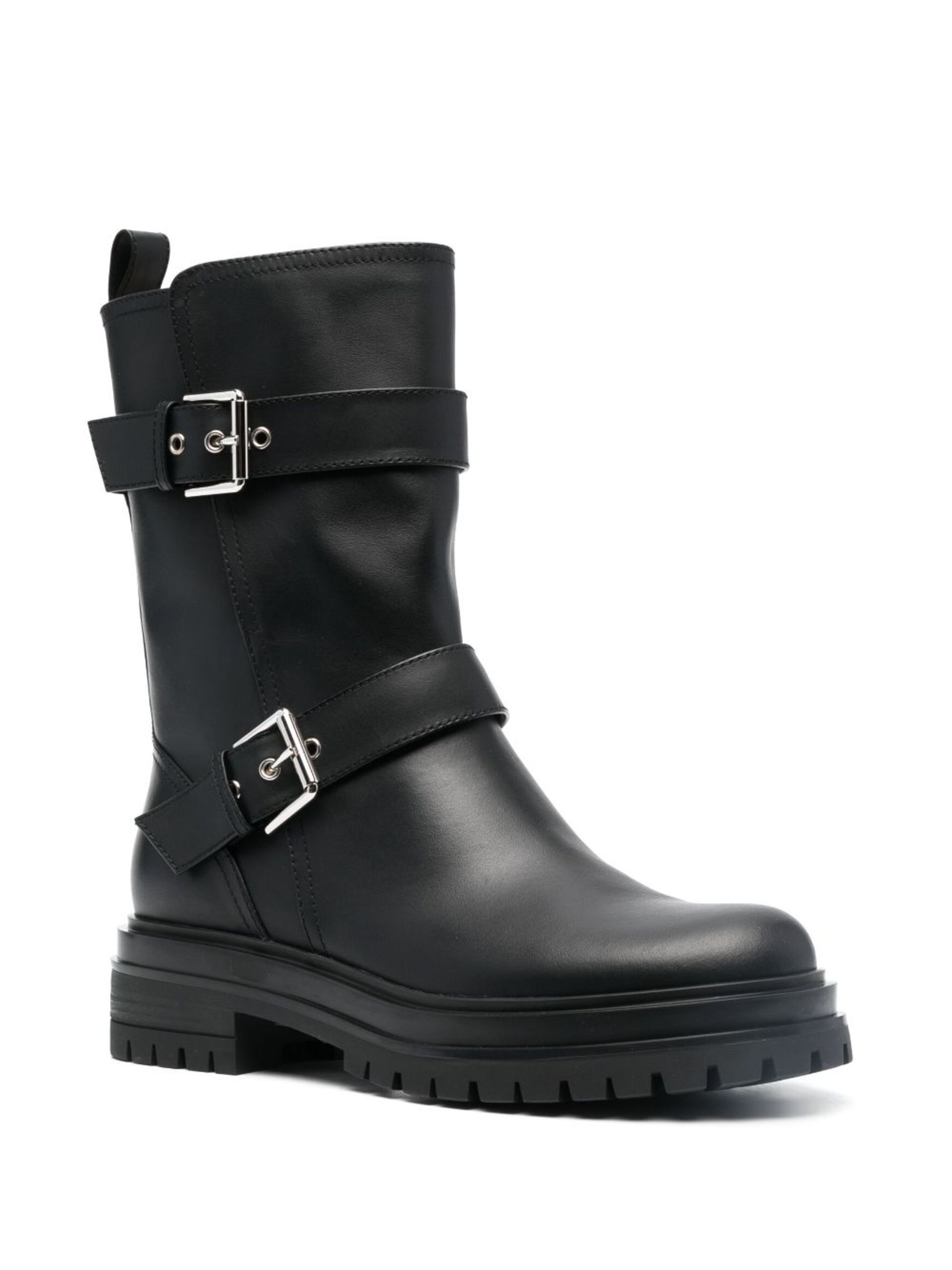 Black Amphibian Buckled Ankle Boots - 2