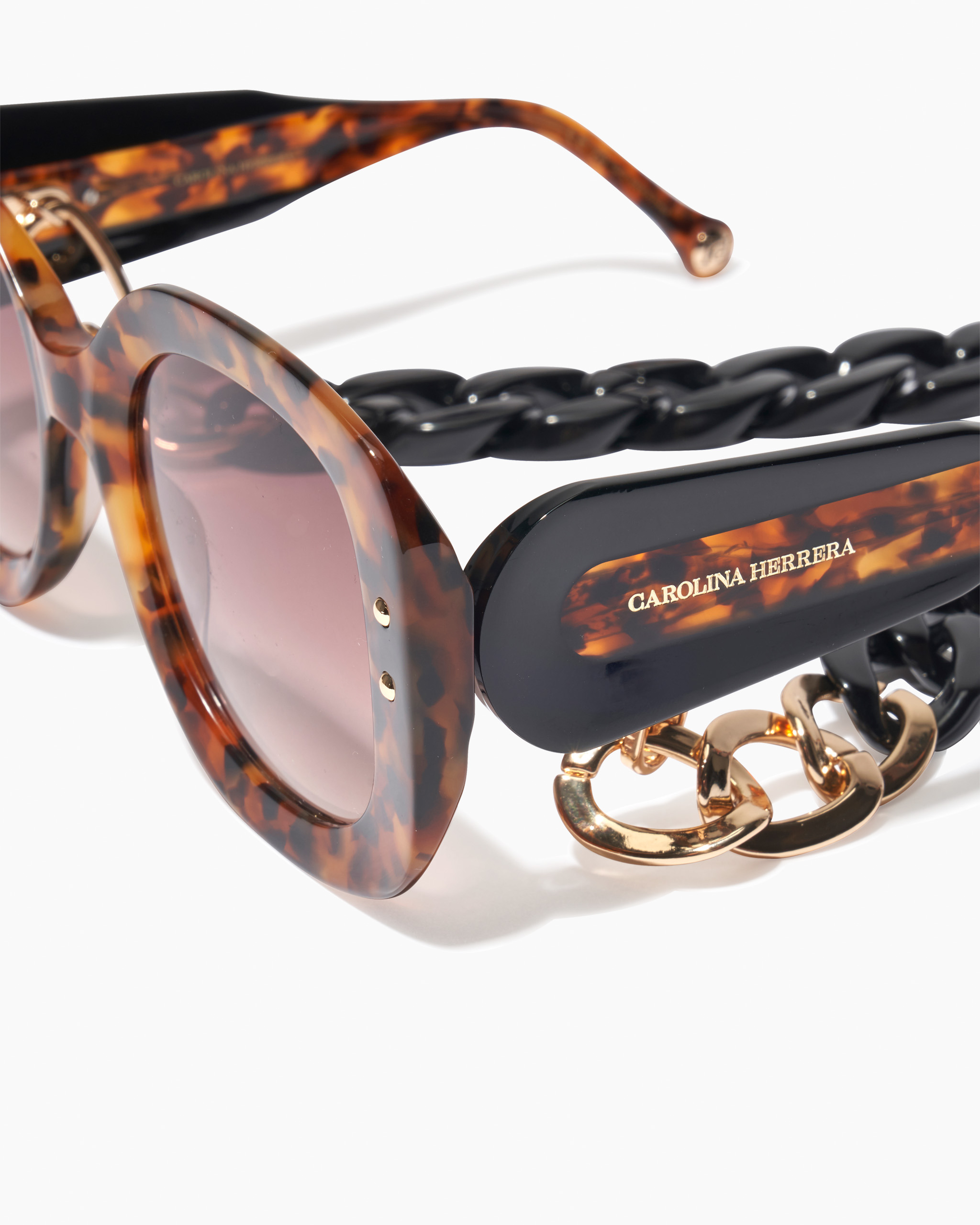 Oversized Sunglasses With Chain - 5