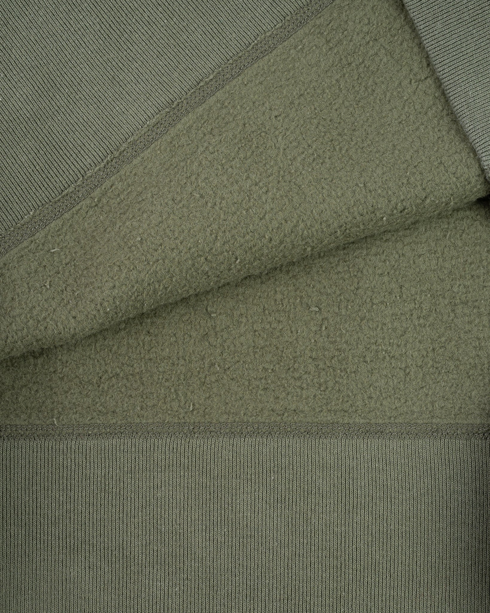 IHSW-69L-OLV 14oz Ultra Heavyweight Loopwheel Cotton Crew Neck Sweat - Olive - 8