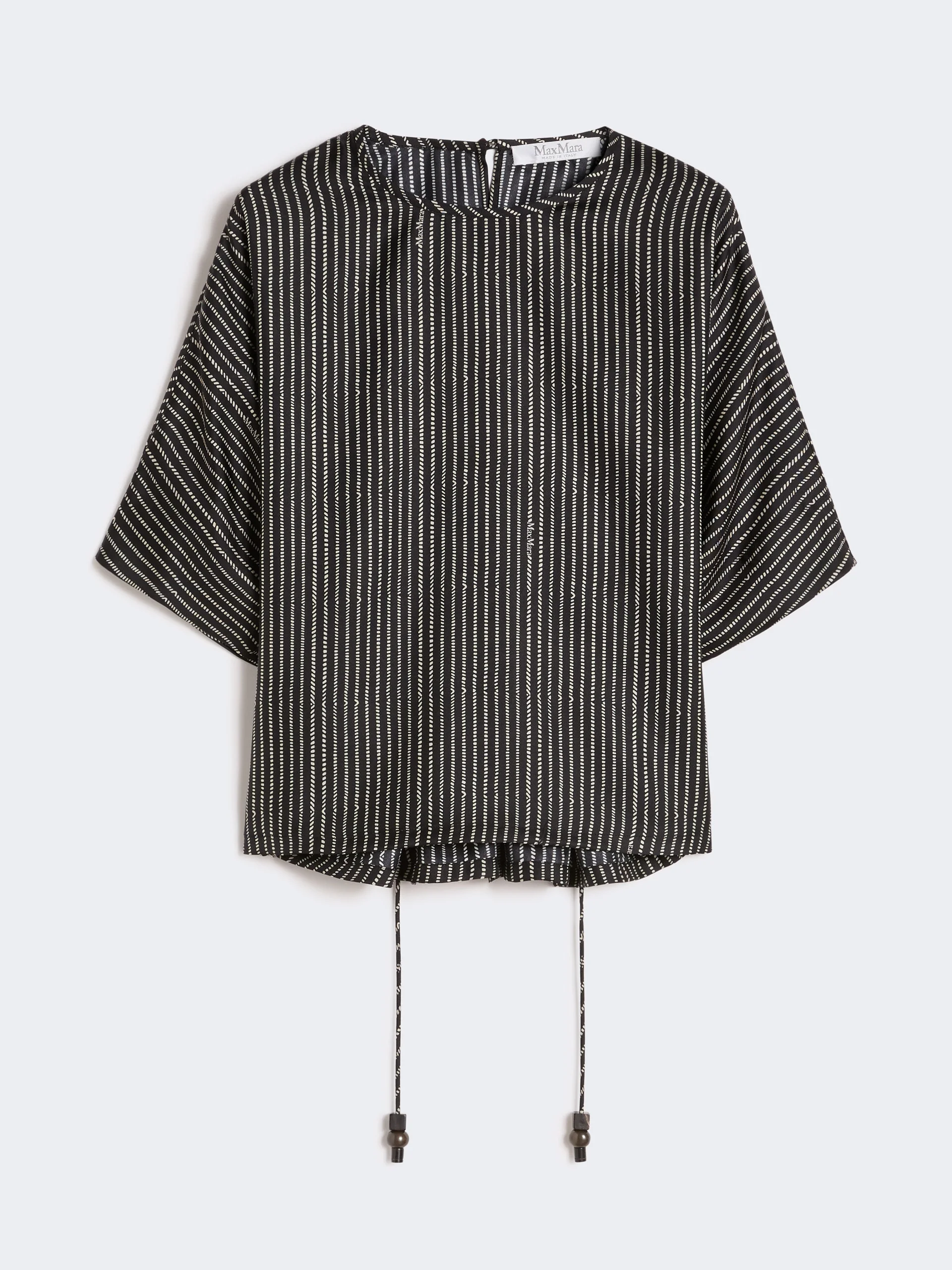 Printed silk blouse - BLACK WHITE - 1