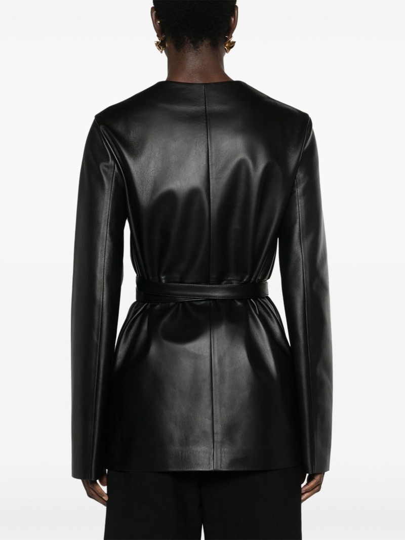 wrap-design leather jacket 4