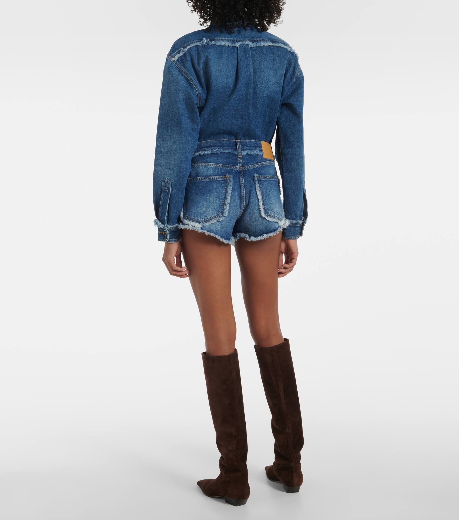 Fringed denim shorts - 3